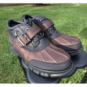 Men's 9D M Polo Ralph Pony Sport Lauren Dover III Brown Leather Ankle Boots